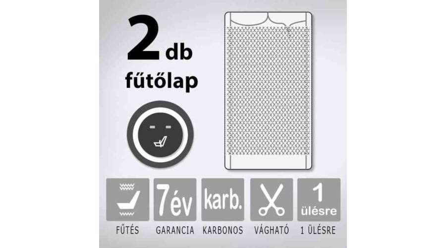 KIYO karbonszálas beépíthető ülésfűtés 2 fokozatú nyomógombbal, 1 ülésre