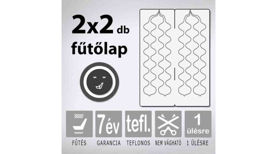 KIYO teflonszálas beépíthető ülésfűtés 1 ülésre 2 fokozatú nagy nyomógombbal